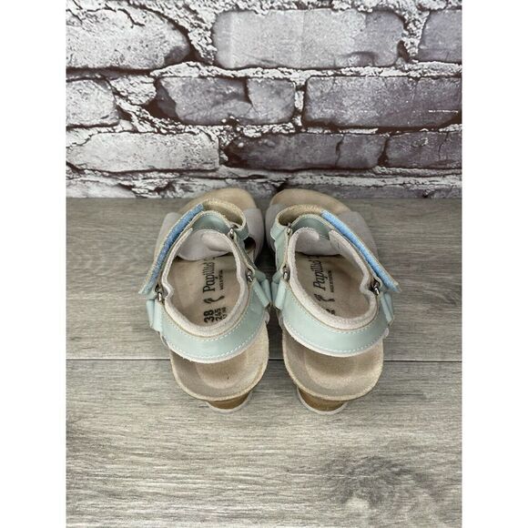 Birkenstock Papillio Grey Nubuck Suede Teal Patent Cork Wedge Sandals Women 38EU - Picture 5 of 16